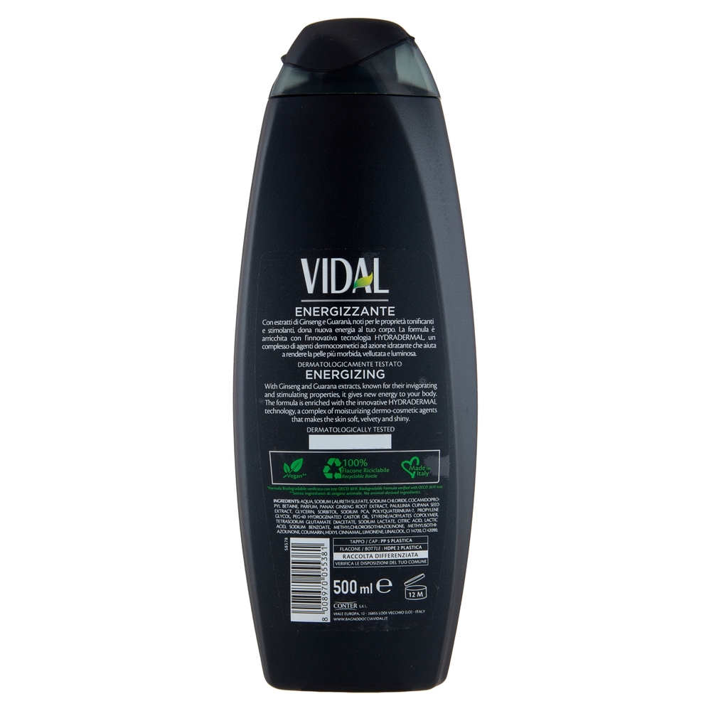 Vidal Energy & Sport Bagnodoccia Ginseng e Guaranà 500 ml